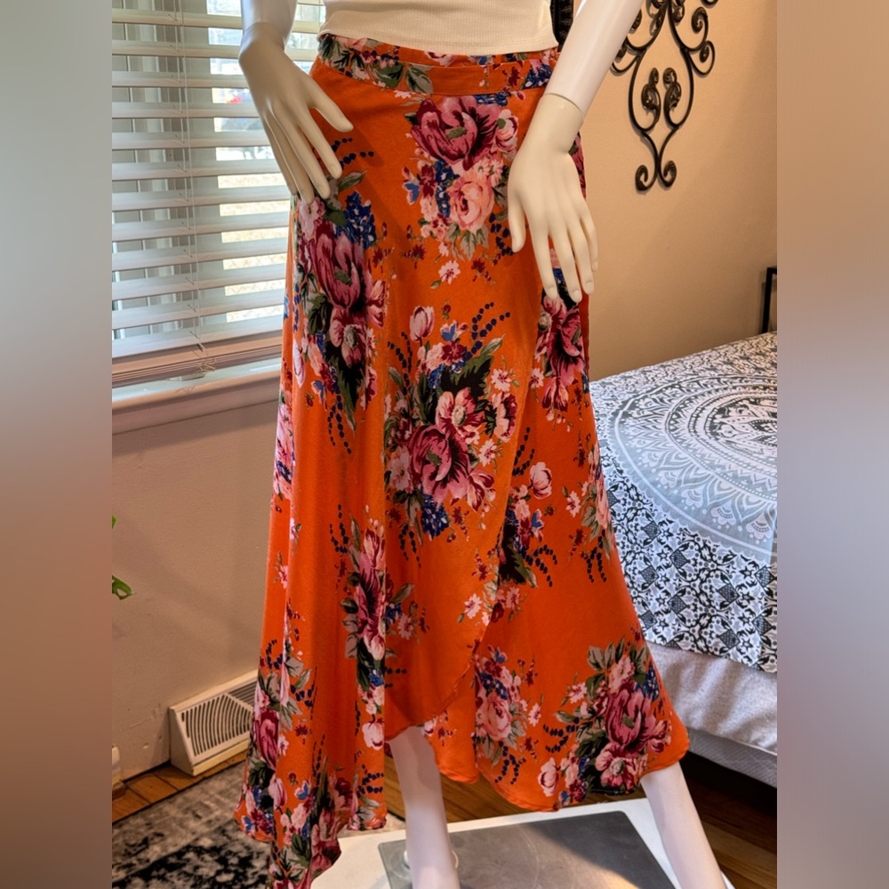 Band of Gypsies Boho Floral Wrap Maxi Skirt Size Small